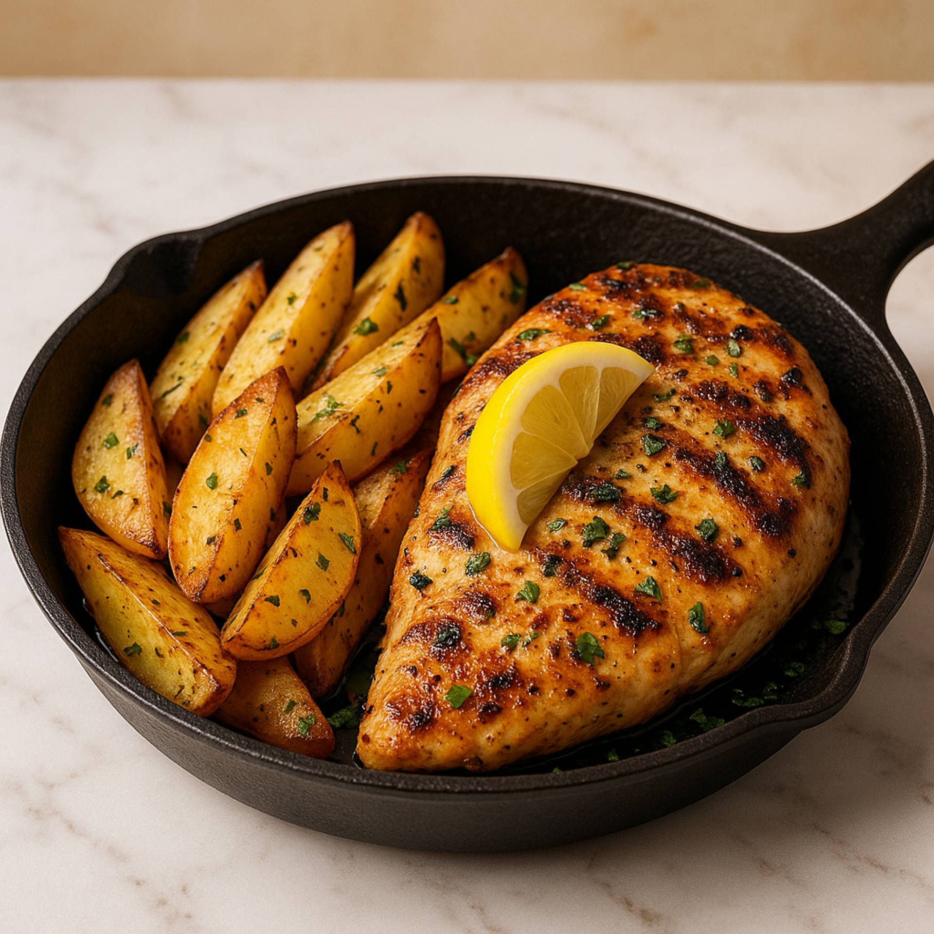 Greek Lemon Chicken w/Potato Wedges